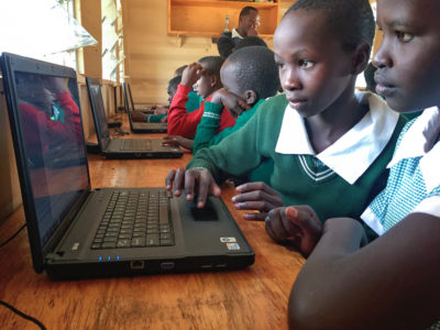 Girl in computer lab